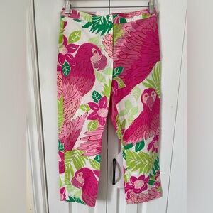 Lilly Pulitzer Vintage White Tag Port of Caws Parrot Print cropped pants Size 4